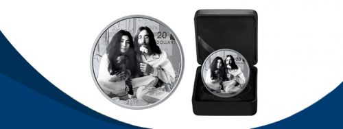 Silver Canadian Coin of John Lennon and Yoko Ono