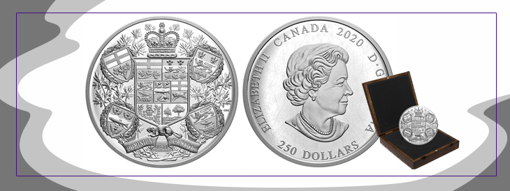 silver commemorative coin celebrating the arms of dominion of canada