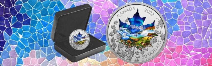 Collage Showing the Amazing Colours of Canada on this $50 Silver Coin