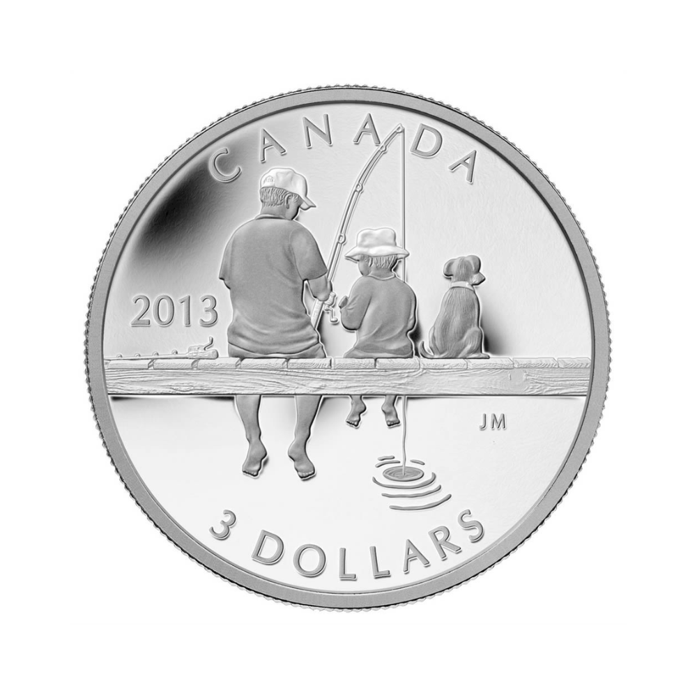 2013 Canada 3 Fishing Fine Silver Coin
