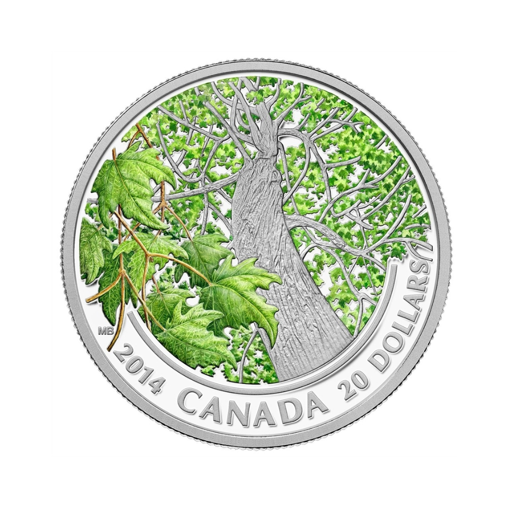 2014 20 Canadian Maple Canopy - Spring Splendour Fine Silver