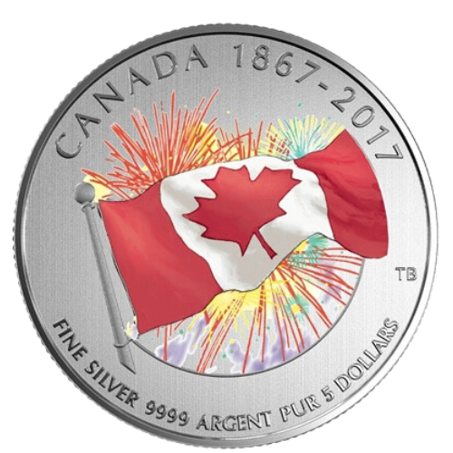 2017 CANADA $5 PROUDLY CANADIAN GLOW-IN-THE-DARK FINE SILVER