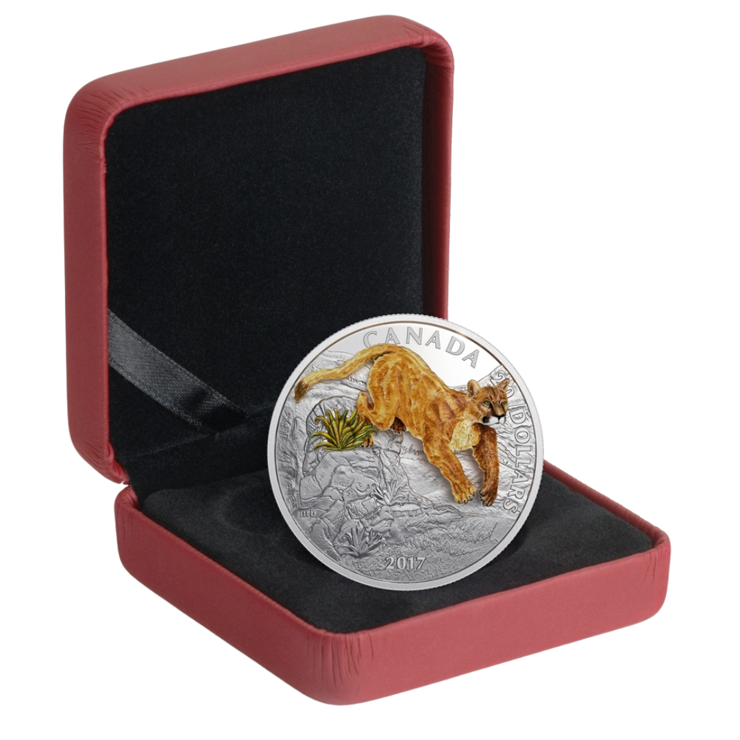 2017  Three-Dimensional Leaping Cougar coin