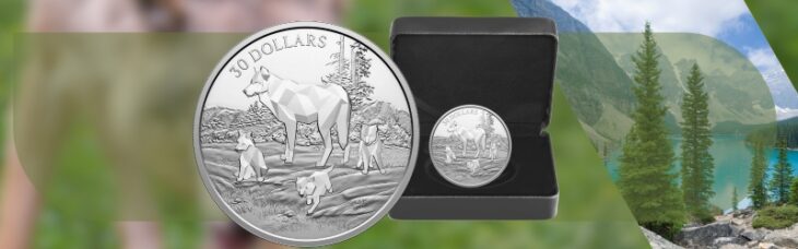 $30 Mutifaceted Animal Family - Timber Wolf Coin