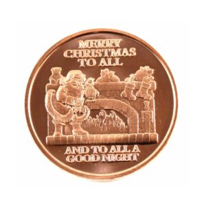 Santa at Fireplace Merry Christmas 1oz 999 Fine Copper Round