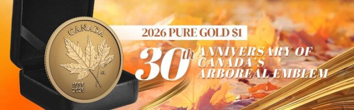 2026 Pure Gold 30th Anniversary of Canadas Arboreal Emblem - Buy & Sell Royal Canadian Mint Coins - Colonial Acres Coins 2026 Pure Gold $1 30th Anniversary of Canadas Arboreal Emblem