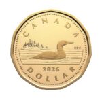 2026 Canadian One-Dollar coin with the classic swimming loon and island design.