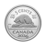 2026 Canadian 5-cent coin featuring a beaver perched on a log.
