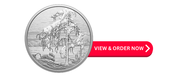 "View & Order Now" button featuring the 2026  "The Jack Pine" fine silver coin.